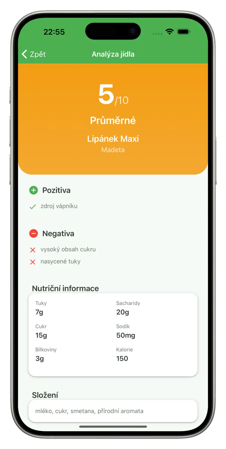 AI analýza potravin Screenshot