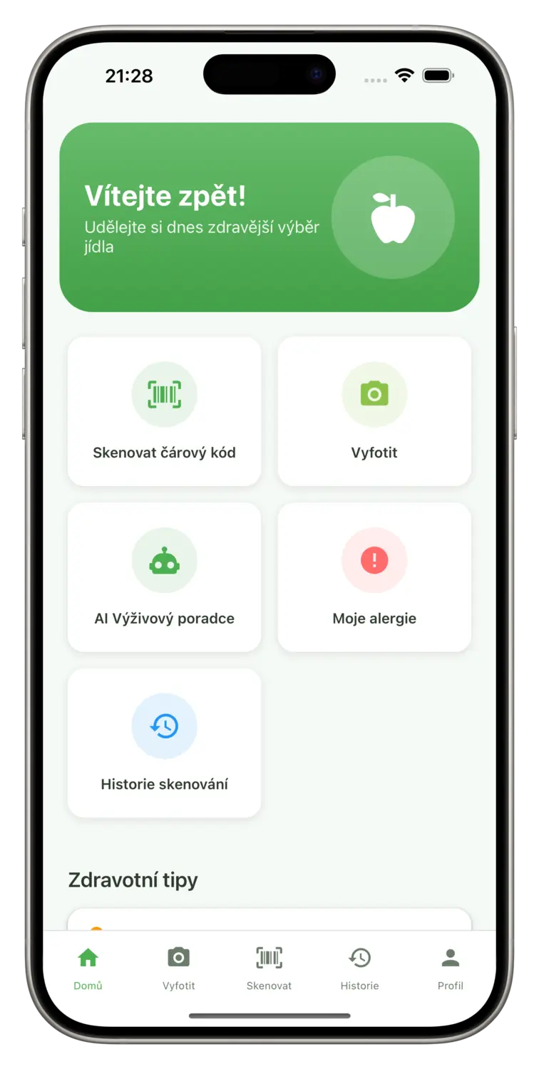 ŽerZdravě App Interface